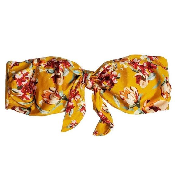 Chelsea & Violet Floral 2 Piece Swimsuit Size xs Bandeau Tie Top Banded Hipster - Picture 3 of 10